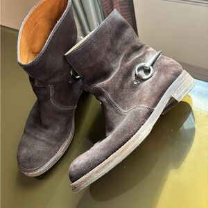 Vintage Gucci Brown Suede Horsebit Boots